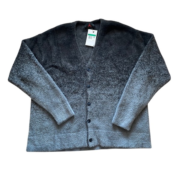 Jordan Brand Other - Jordan Brand Ombre Fuzzy Knit Cardigan Sweater Grey Black FV7426-070 Mens XL NEW